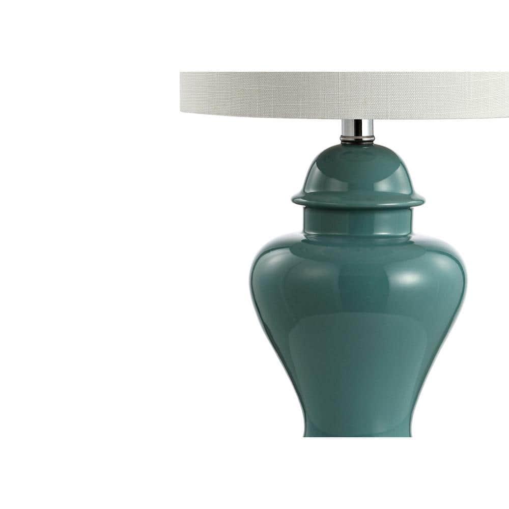 JONATHAN Y Qin 22" Ceramic/Iron Classic Cottage LED Table Lamp, Jade Green