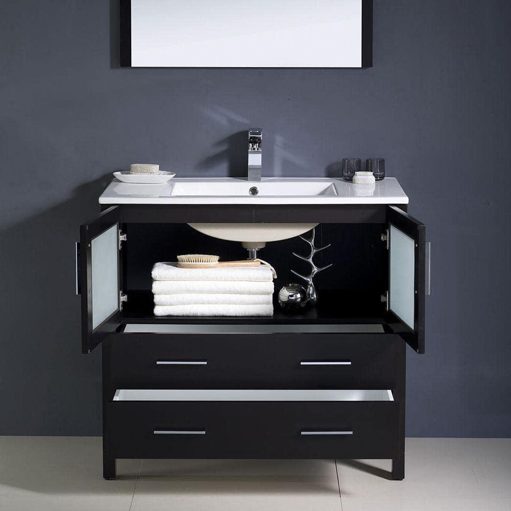 Torino 36'' Single Bathroom Vanity with Ceramic Top with Mirror
