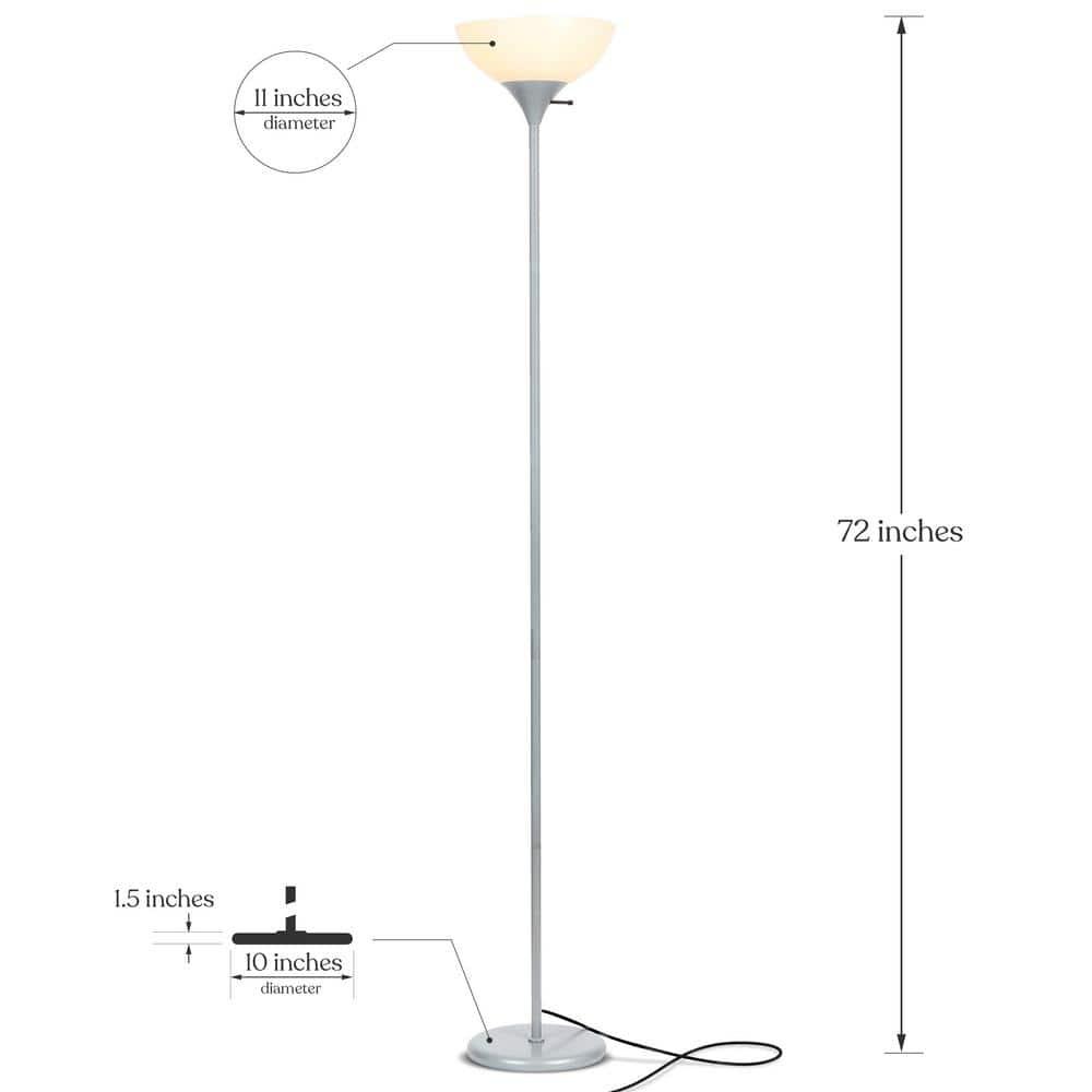 Sky Dome 72 in. Industrial 3-Way Dimming LED Floor Lamp with Plastic Bowl Shade