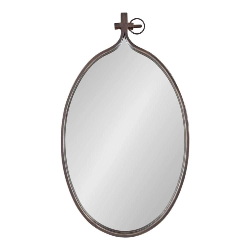 Kate and Laurel Yitro Rustic Oval Metal Framed Wall Mirror, 20 x 34, Rustic Metal, Chic Industrial Accent Mirror for Wall