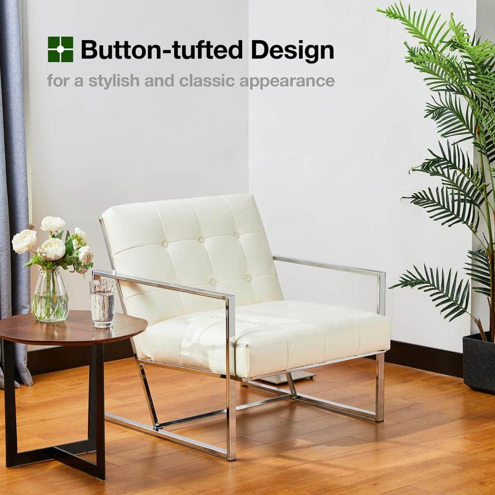 Siebo 30'' Wide Tufted Cream Armchair