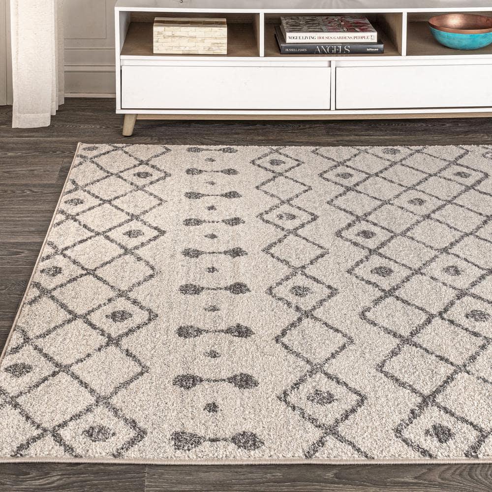 4'x6' Aksil Moroccan Beni Souk Area Rug, Cream/Gray - JONATHAN Y