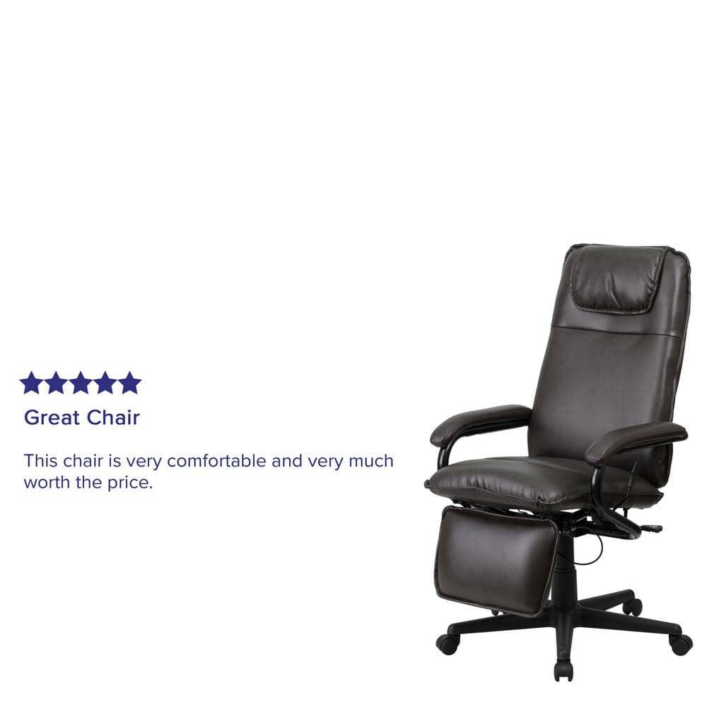 Flash Furniture High Back Brown LeatherSoft Executive Reclining Ergonomic Swivel Office Chair with Arms