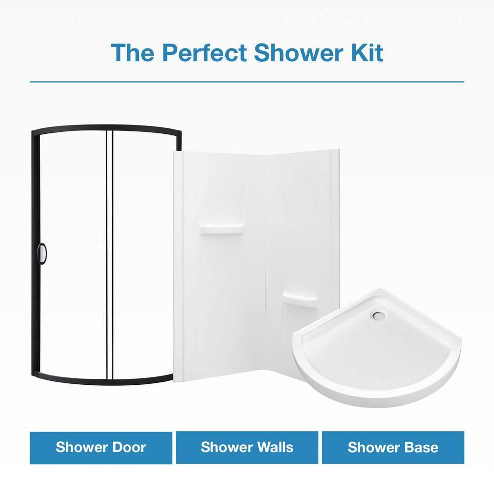 Ove Decors OVE Decors Breeze 44 in. Round Shower Kit, Clear Door with Shower Base and Wall 15SKA-BREE38-BLKAC