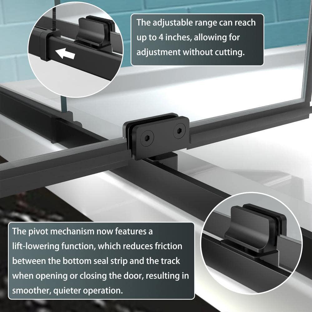 28 - 32 in. W x 71 in. H Pivot Semi-Frameless Sliding Shower Door in Matte Black with Clear SGCC Tempered Glass