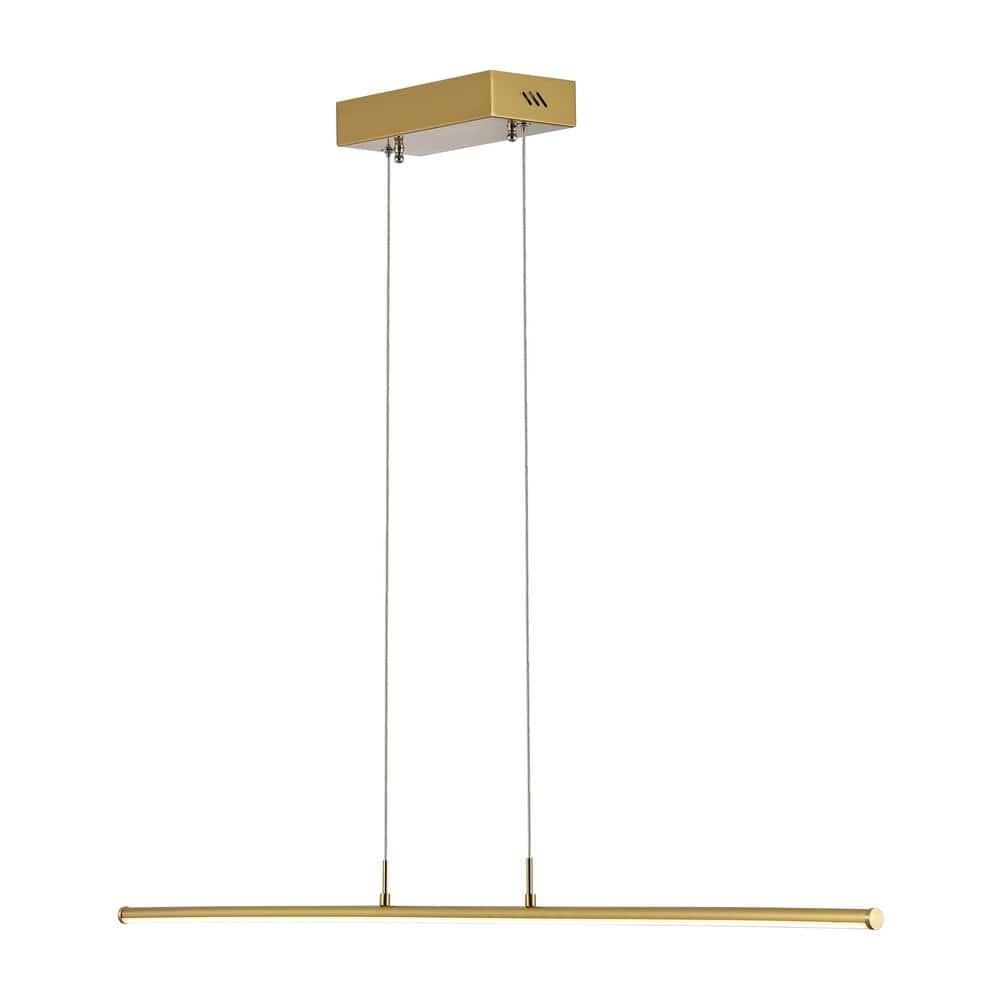 JONATHAN Y JYL7023C Conley 39.5" Adjustable Integrated LED Metal Linear Pendant, Brass Gold for Kitchen, Dining Room, Living Room