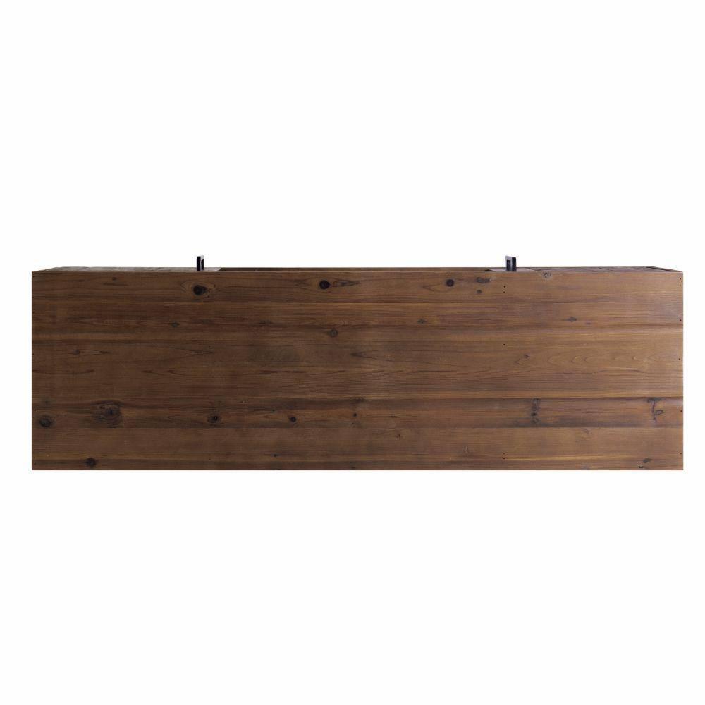 60 Inch Reclaimed Wood Rectangle Farmhouse Tv Stand Media Console, 2 Doors, Iron Legs, Natural Brown