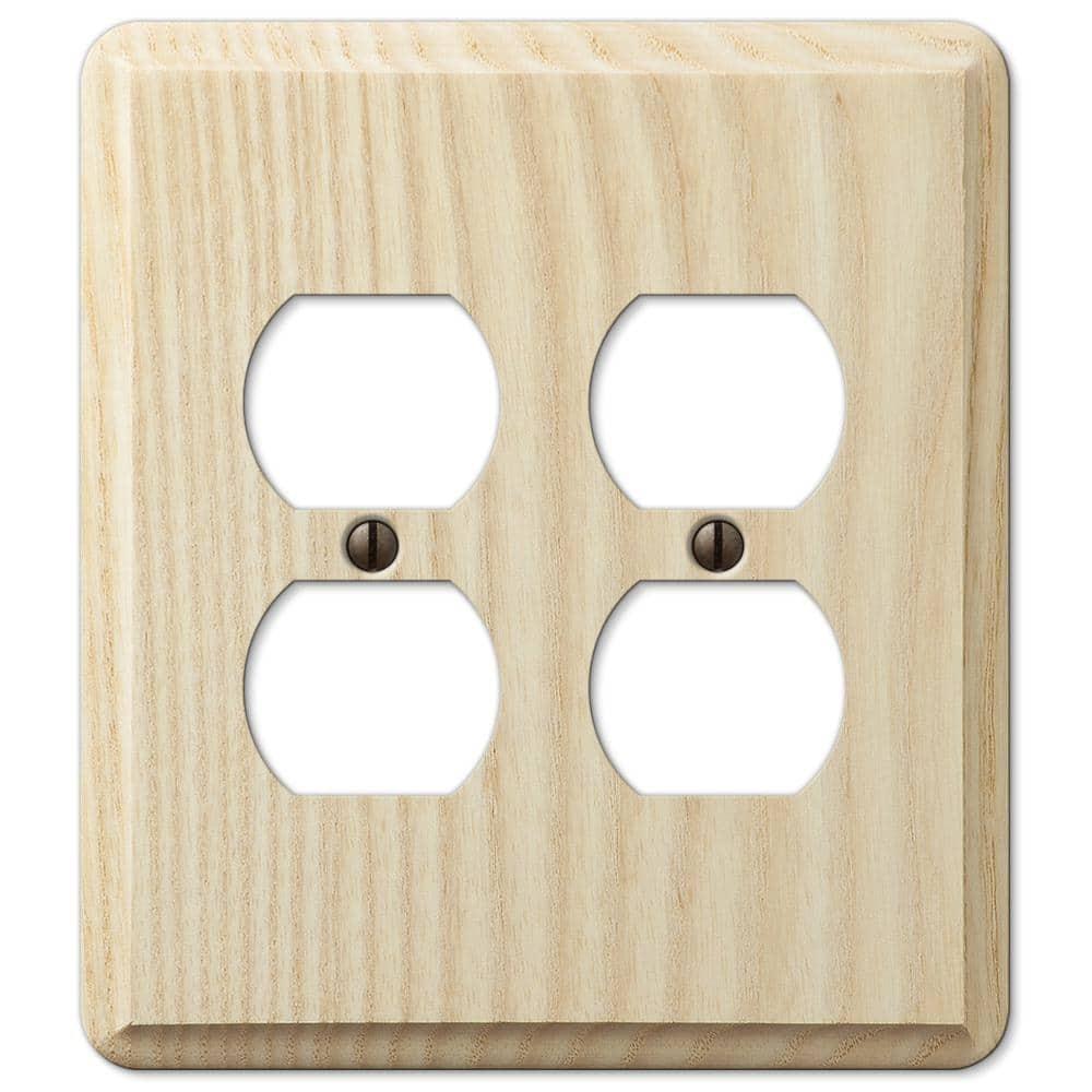 Amerelle Contemporary Unfinished Beige 2 gang Ash Wood Duplex Outlet Wall Plate 1 pk