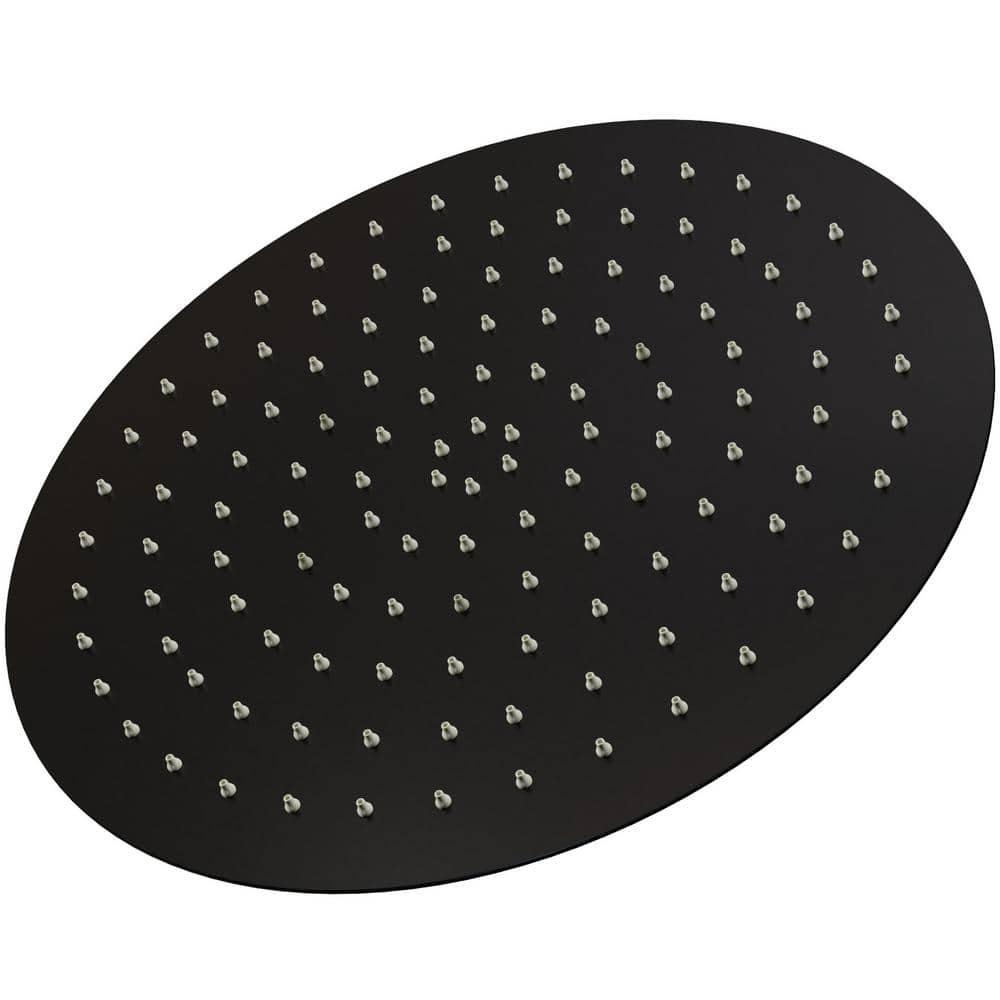 1-Spray Patterns with 2.5 GPM 12 in. Round Wall Mount Rain Fixed Shower Head in Matte Black