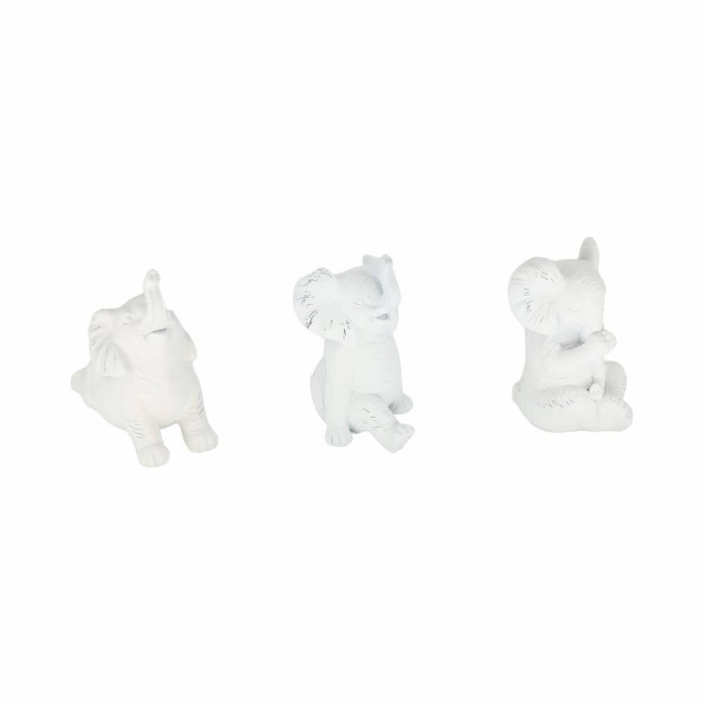 Sagebrook Home Set of 3 Yoga Elephant Figurines - Classic White Polyresin Sculpture of Yoga Posed Eleplants - Home, Office, Yoga Studio Decor -