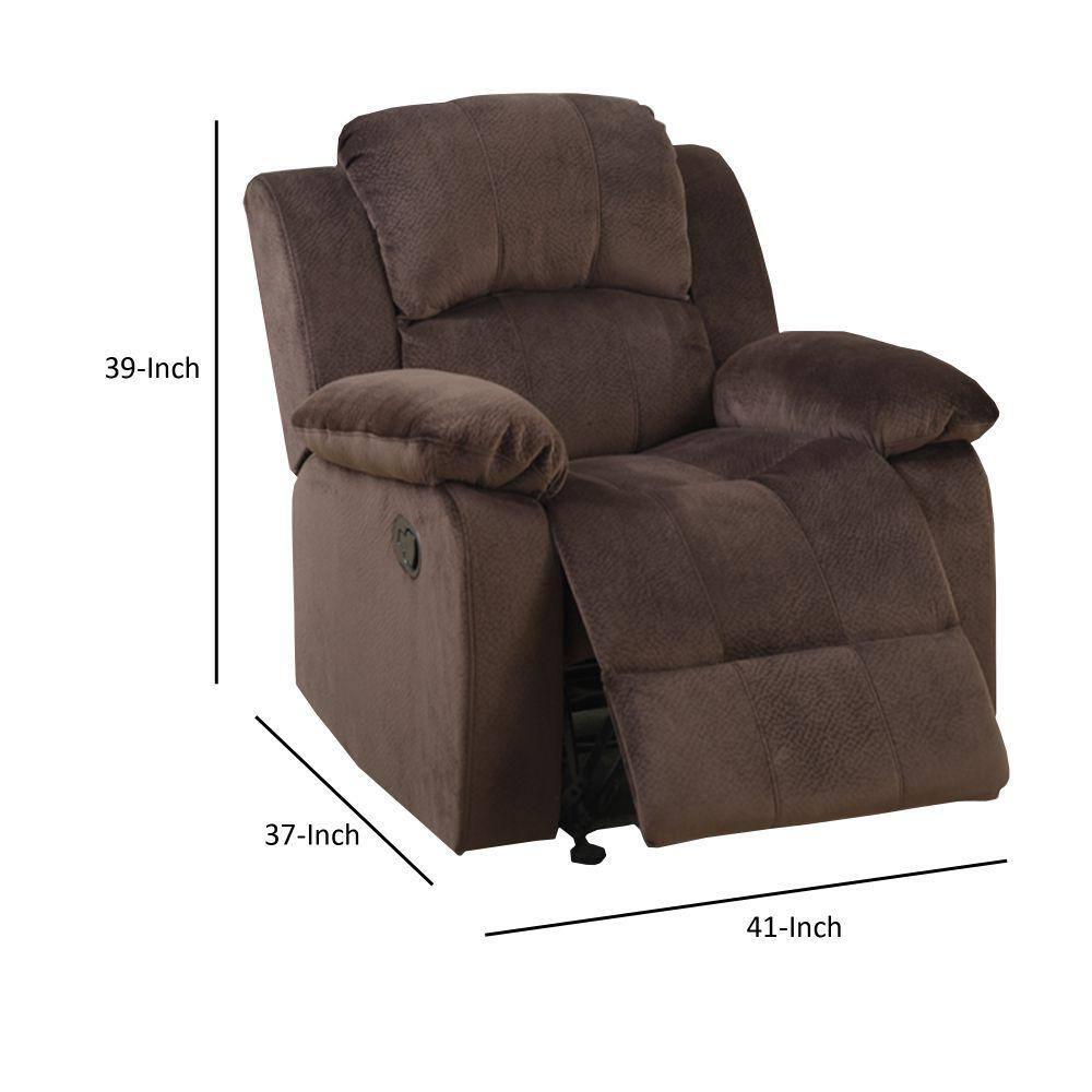 Rocker Recliner In Choco Brown Faux Suede Fabric