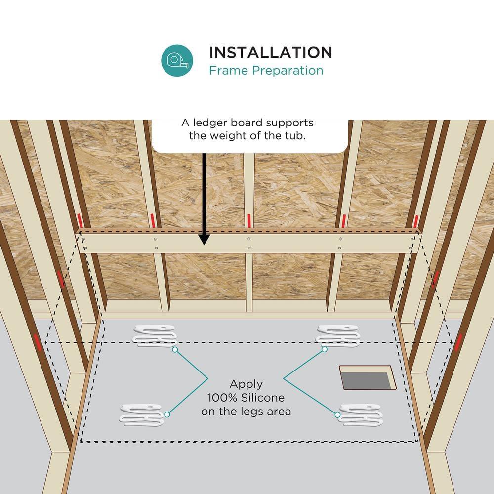 Aquatique 60" x 32" Single Threshold Shower Base