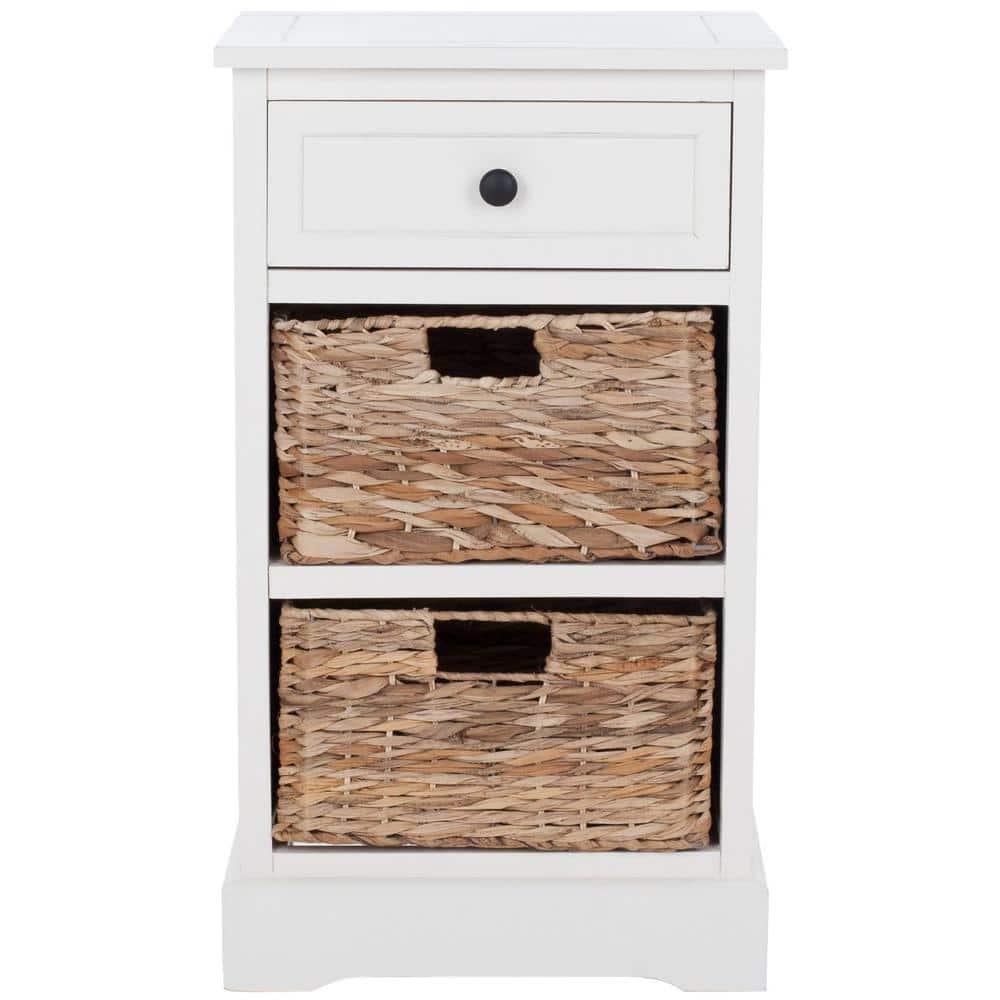 Carrie Side Storage Side Table - AMH5700C - Distressed Cream - Safavieh Couture