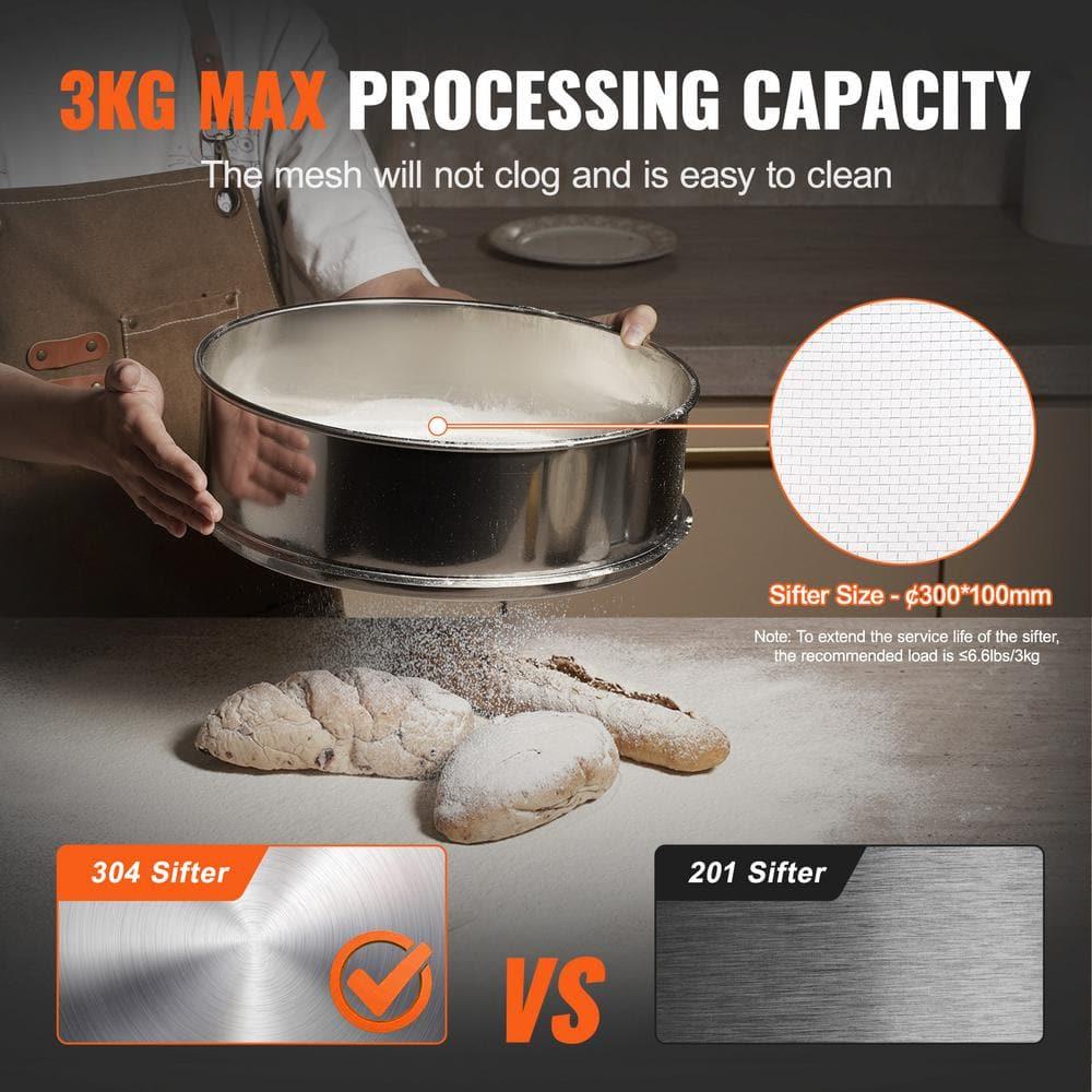 VEVOR Automatic Electric Vibrating Sieve, Stainless Steel Sifter Shaker Machine with 40+60 Mesh, 45W Automatic Powder Sifter Machine Countertop