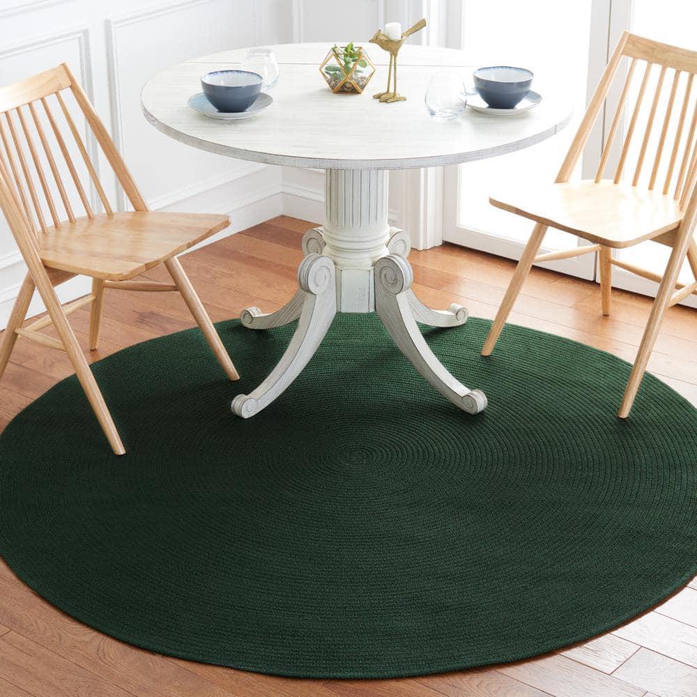 Braided BRD402 Hand Woven Area Rug - Dark Green - 5' round - Safavieh.