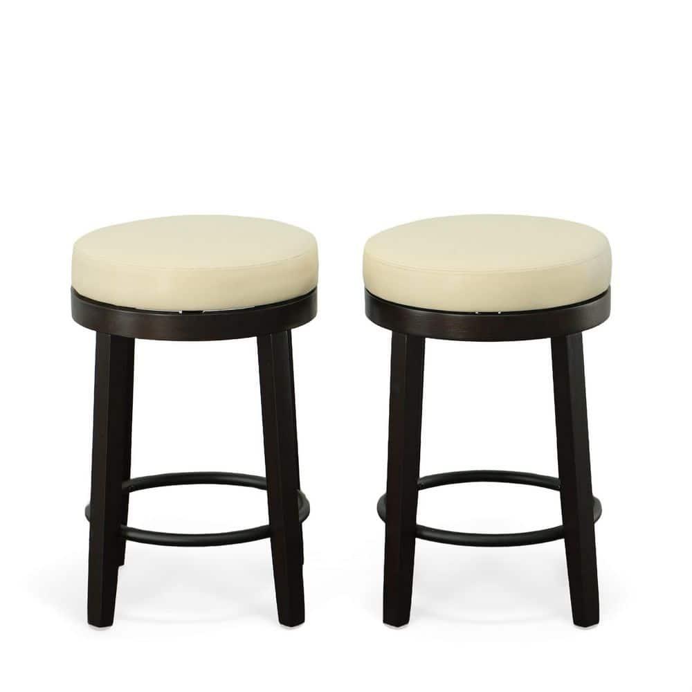 Carolina Classics Era Swivel 24" Counter Stool in Cream and Espresso (Set of 2)