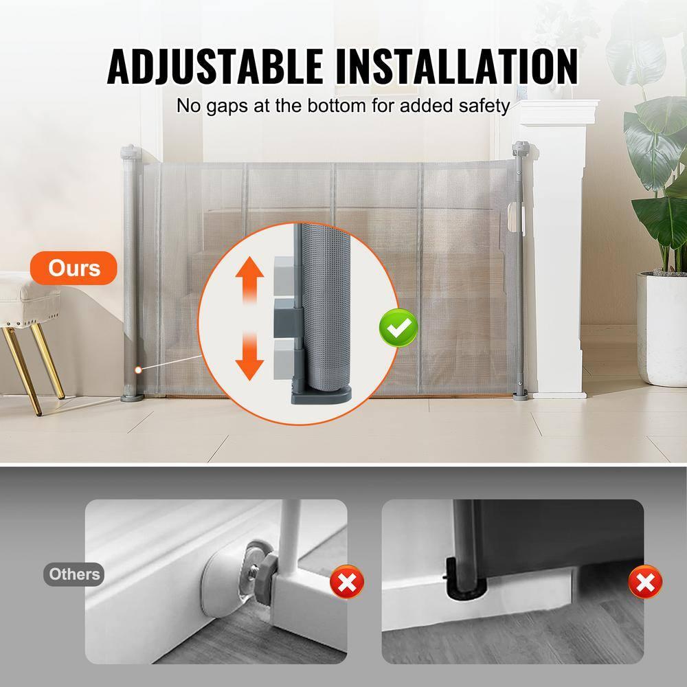 VEVOR VEVOR Retractable Gate Black Plastic Wall Mounted Pet Gate