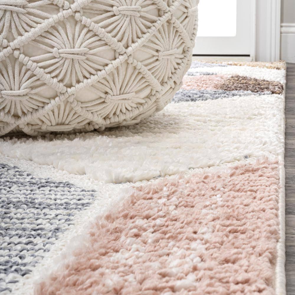 4' x 6' Aileen Geometric Scandi Colorblock Carved Area Rug, Cream - JONATHAN Y