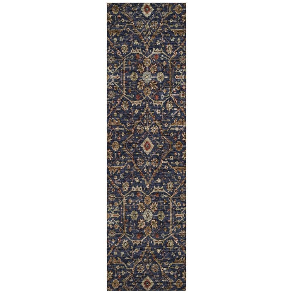 Machine Washable Indoor/Outdoor Chantille ACN1130 Navy Rug