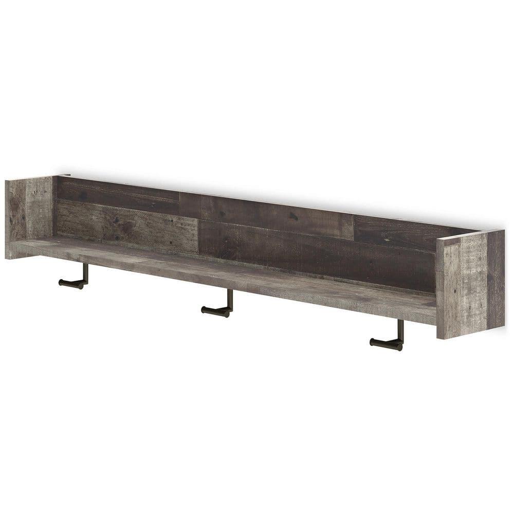 Signature Design by Ashley Casual Neilsville Wall Mounted Coat Rack with Shelf  Multi Gray