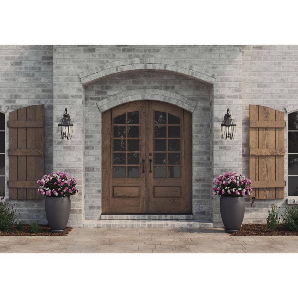 Progress Lighting New Haven 3-Light Outdoor Large Wall Lantern in Black with Clear Beveled Glass Shade