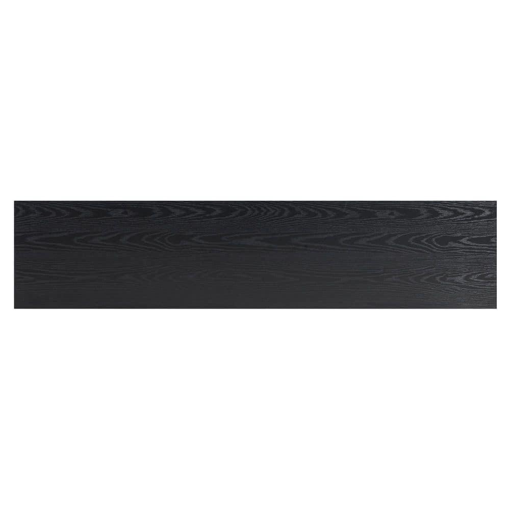 Evelyn&Zoe Hanson Rectangular TV Stand for TV's up to 75", Black Grain