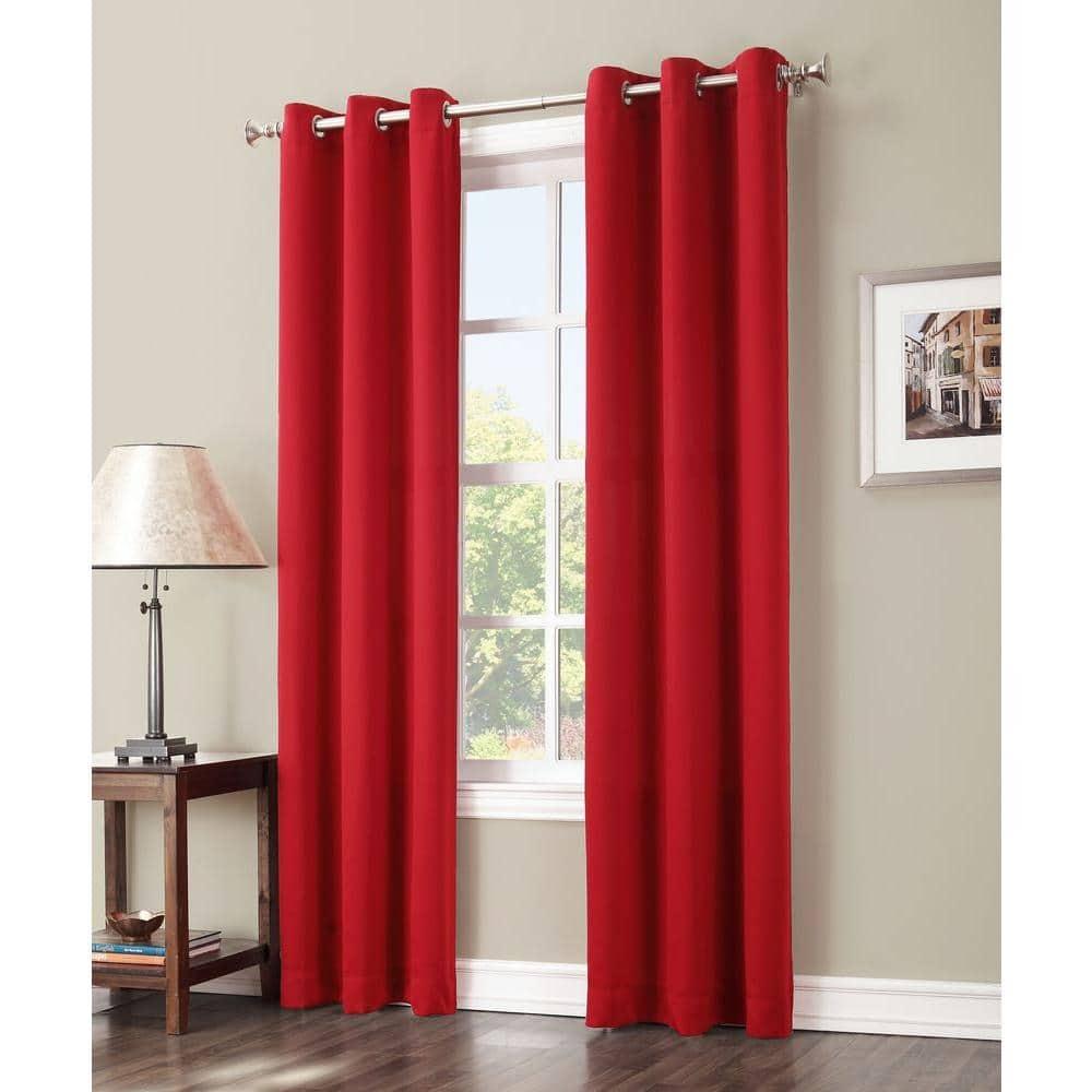 40"x63" Sun Zero Blackout Kenneth Energy Saving Grommet Curtain Panel Red: Modern Thermal Insulated Noise Reduction