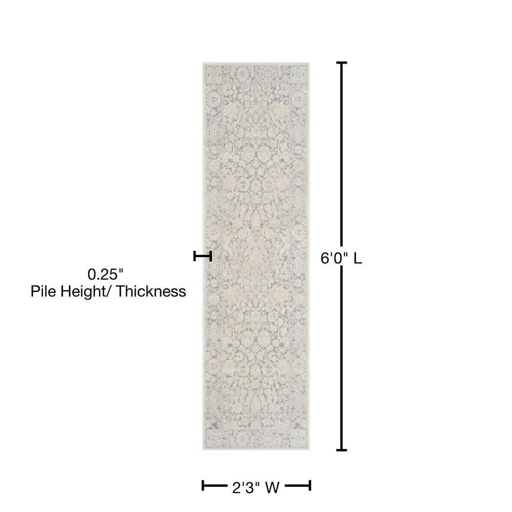 Reflection RFT667 Power Loomed Runner Rug - Light Grey/Cream - 2'3"x6' - Safavieh.