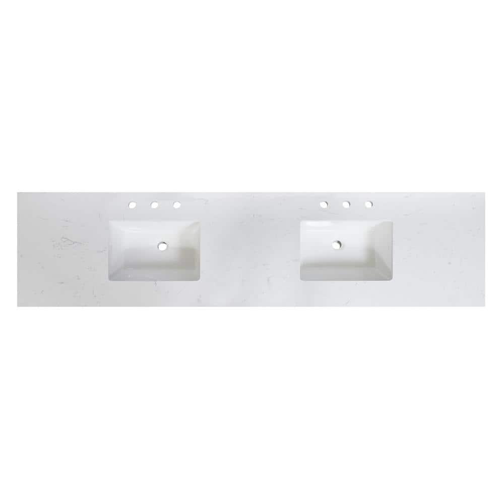 Altair Oderzo 84" Resin Double Vanity Top with Sink and 6 Faucet Holes