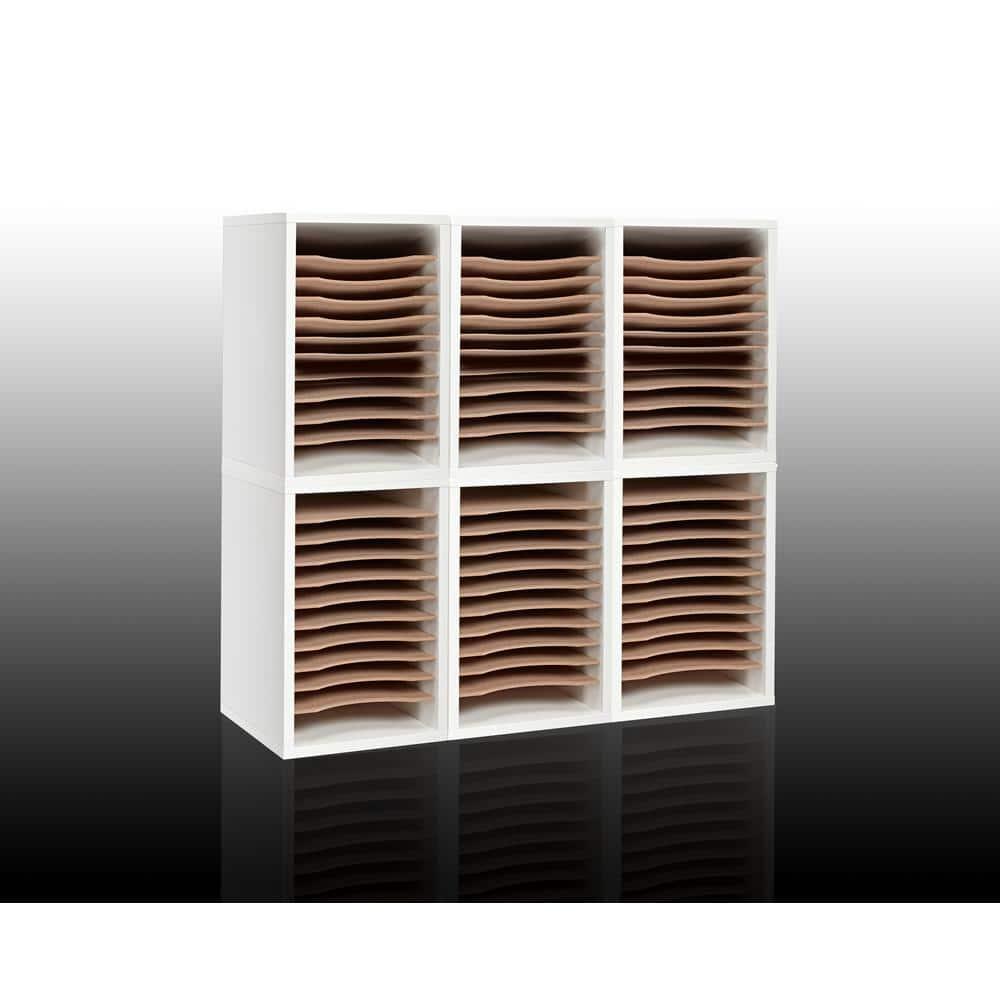 White 11-Slot MDF Vertical Paper Sorter Organizer