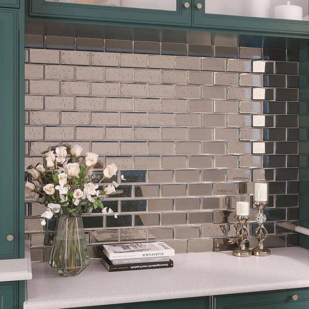 Apollo Tile Glister 3" x 6" Glass Brick Look Subway Wall & Floor Tile (Set of 40)