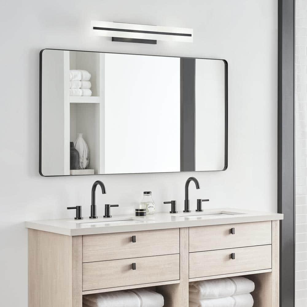 Midnight Black Satin Etched Glass 3-Light Vanity Fixture