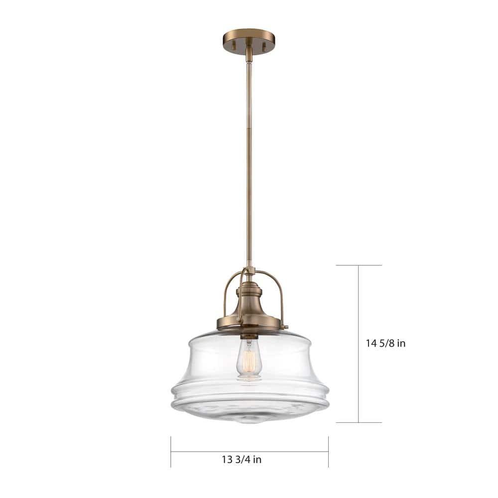 Nuvo 60/6757 Basel 1 Light Pendant Fixture, Burnished Brass Finish