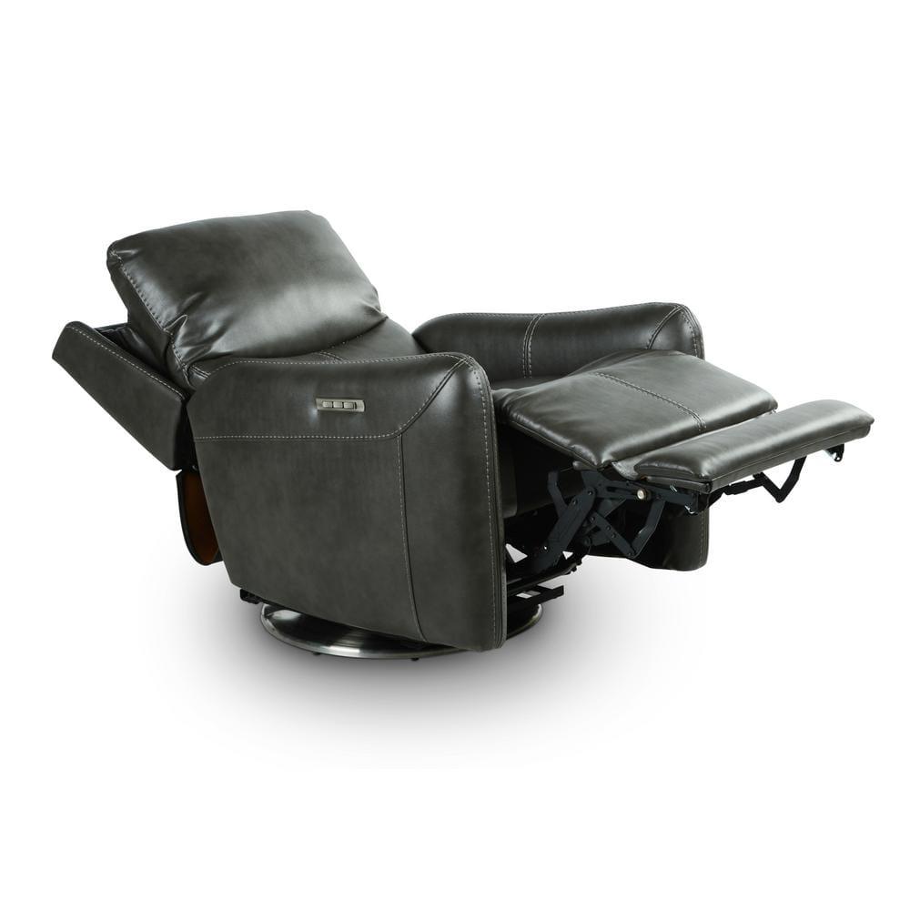 Athens Charcoal upholstered Swivel Power Recliner - Steve Silver Co.