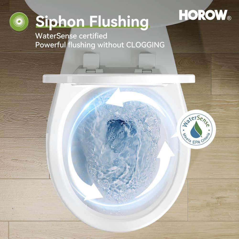 HOROW 1.28 Gallons GPF Round Chair Height Floor Mounted Two-Piece Toilet (Seat Included)