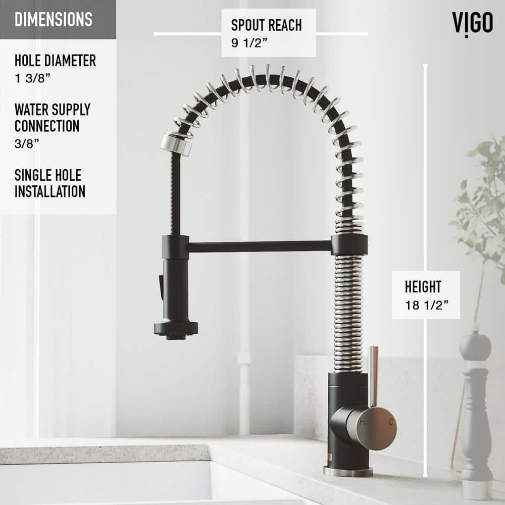 Edison 19" H 1-handle Pull-Down 2-Function Sprayer Kitchen Faucet