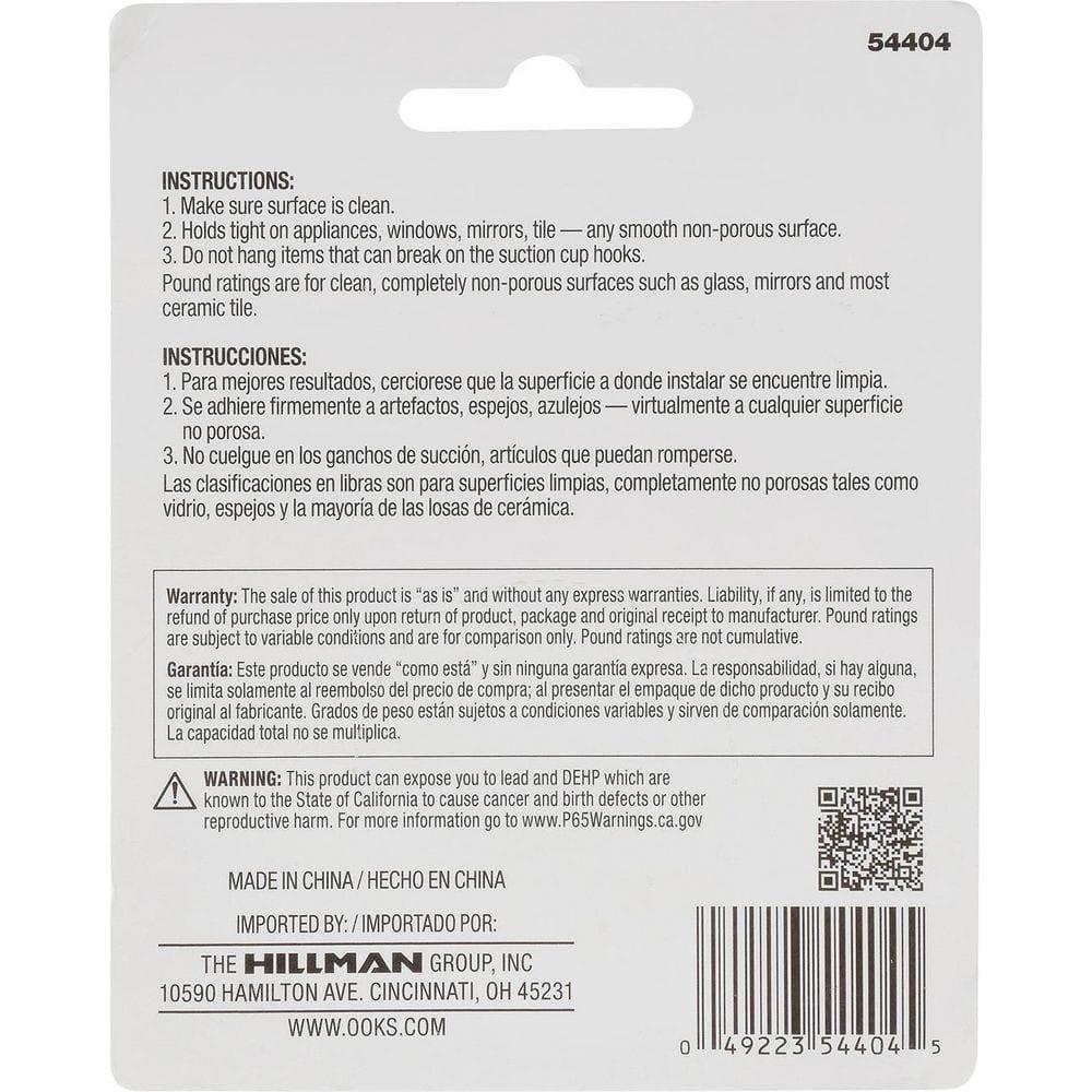 OOK 54404 Plastic Suction-Cup Hooks, 5-Pound, Clear