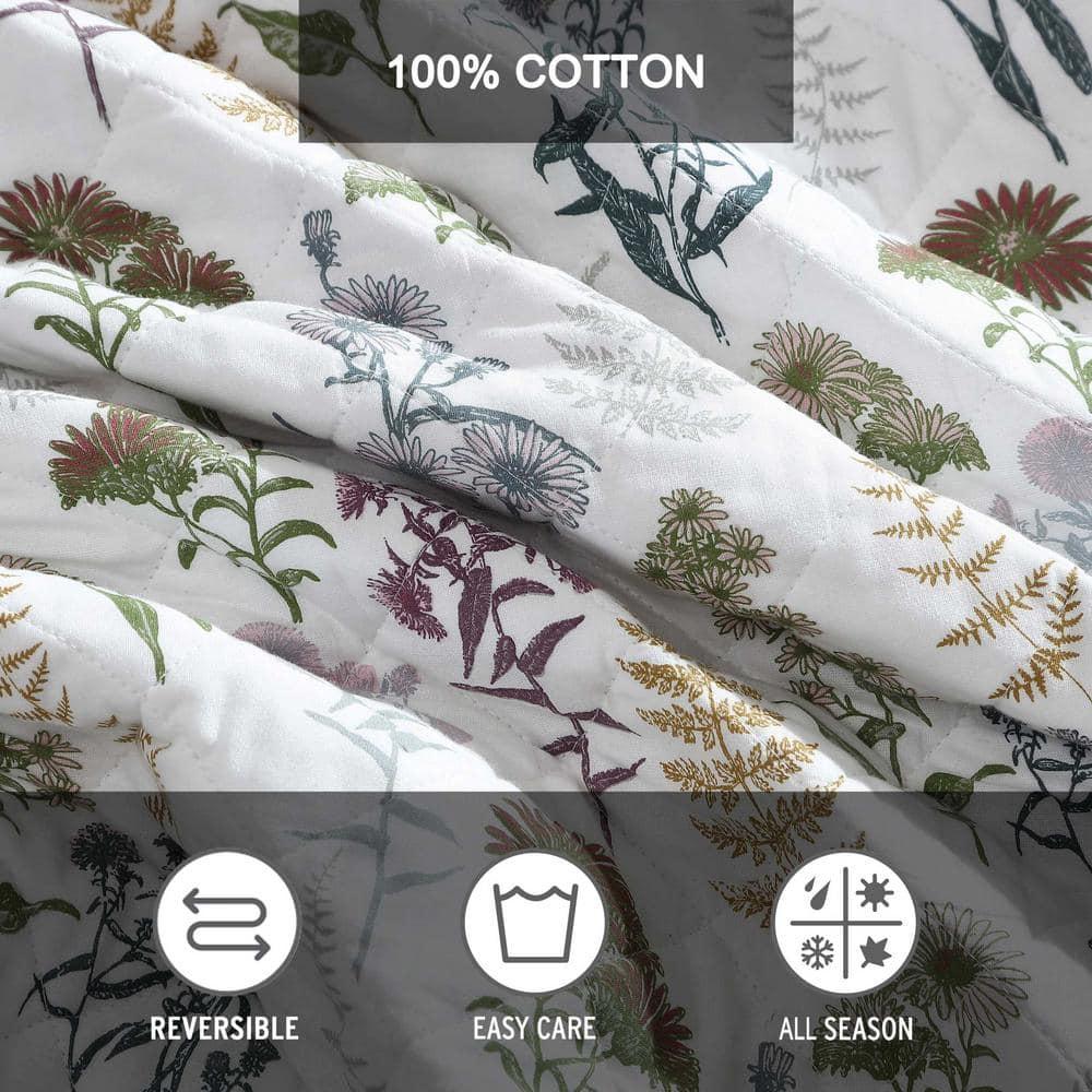 Eddie Bauer Flower Field Cotton Reversible Green Quilt Set