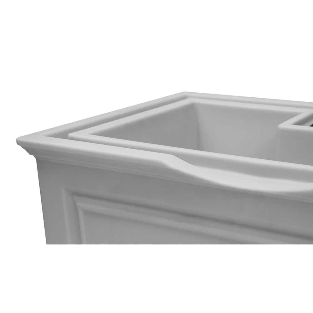 Good Ideas Savannah Colonial Style 42 Gallon Rain Saver Barrel with Self-Draining Garden Planter and Brass Spigots, Light Gray