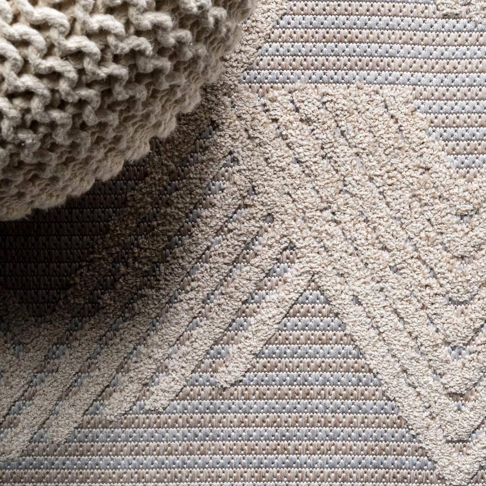 8'x10' Jazz High-Low Pile Art Deco Geometric Indoor/Outdoor Area Rug, Beige - JONATHAN Y