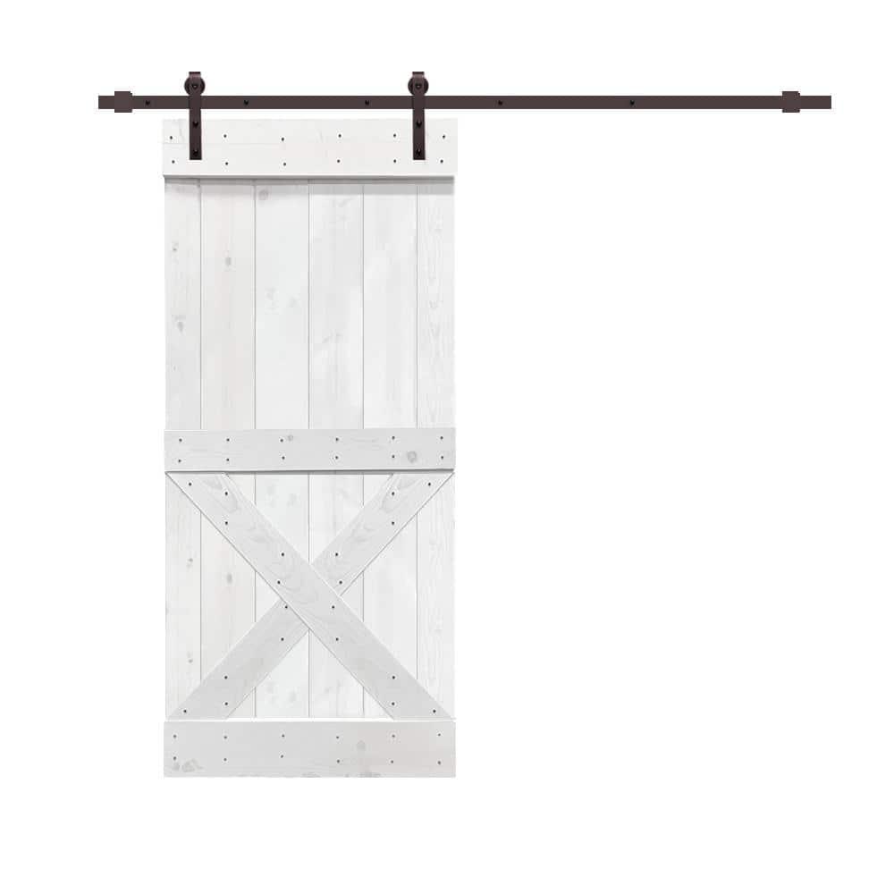 Calhome 36'' x 84'' Solid Wood Paneled Painted with Installation Hardware Kit Barn Door