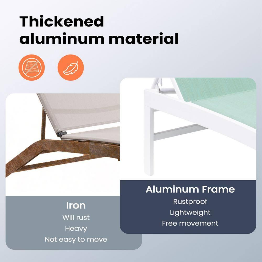 Pellebant Outdoor Chaise Lounge Aluminum Patio Adjustable Chair,Green