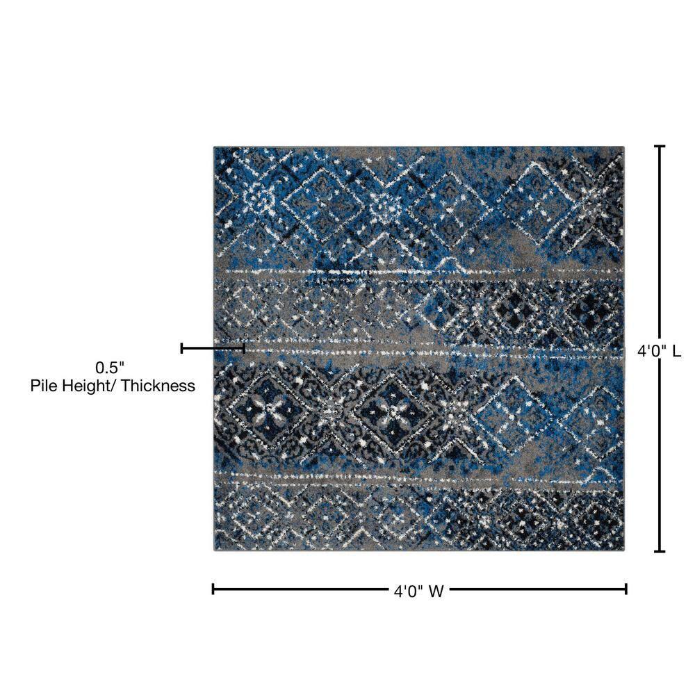 Adirondack ADR111 Machine Made Indoor Area Rug - Silver/Multi - 4'x4' - Safavieh