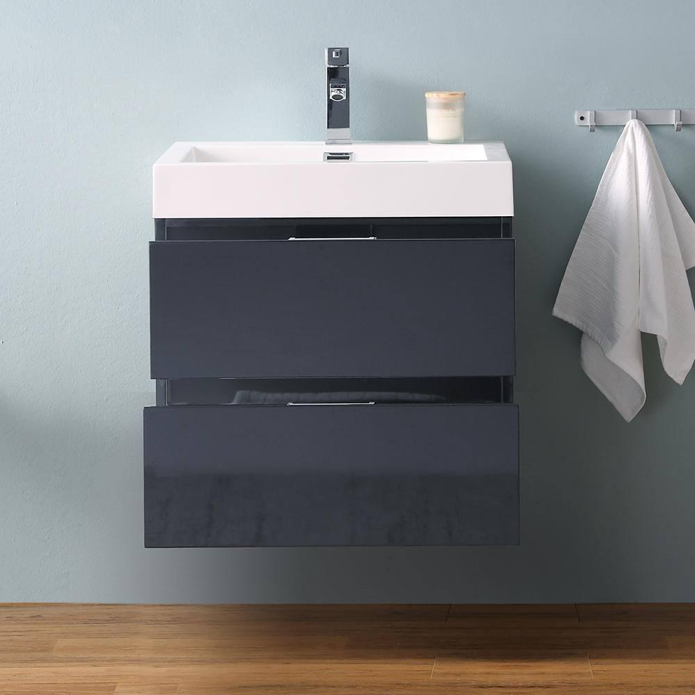 Valencia 24" Wall Mount Single Sink Bathroom Vanity with Top and Sink (Faucet Not Included)