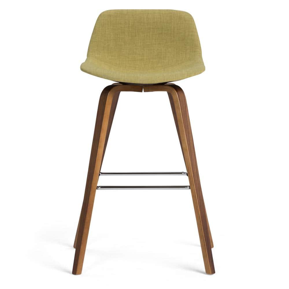 Simpli Home Randolph Mid Century Modern 28 inch Bentwood Counter/ Bar Height Stool (Set of 2) in Acid Green Linen Look Fabric