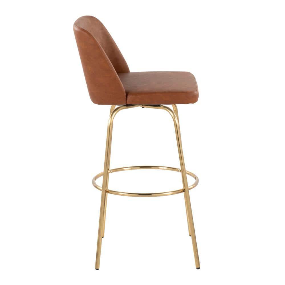 Swivel Upholstered Counter Stool with Metal Frame (Set of 2)