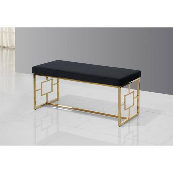Best Master Velvet and Stainless Steel Bench in Black and Gold