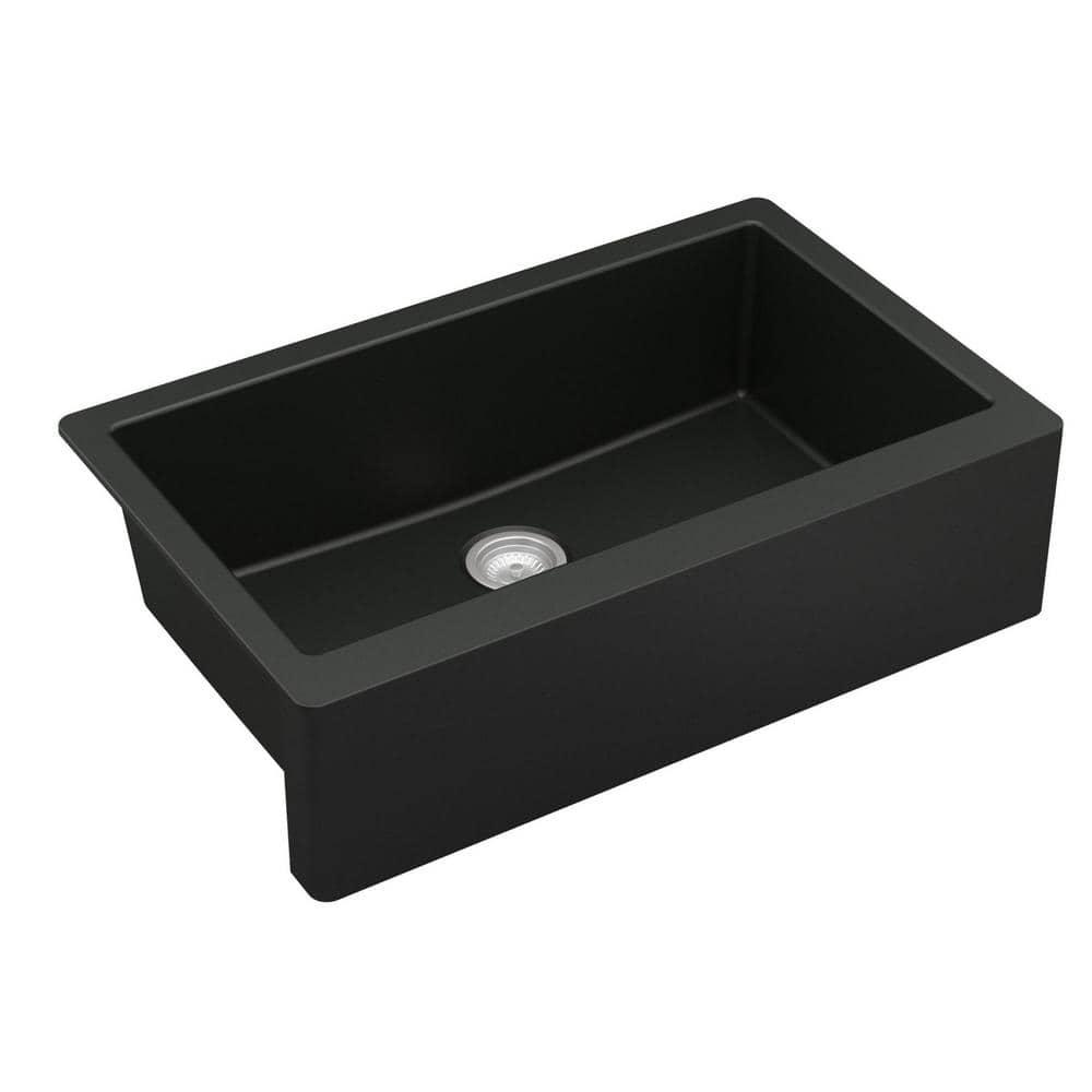 Karran Farmhouse/Apron-Front Quartz Composite 34'' X 21-1/4'' Single Bowl Kitchen Sink