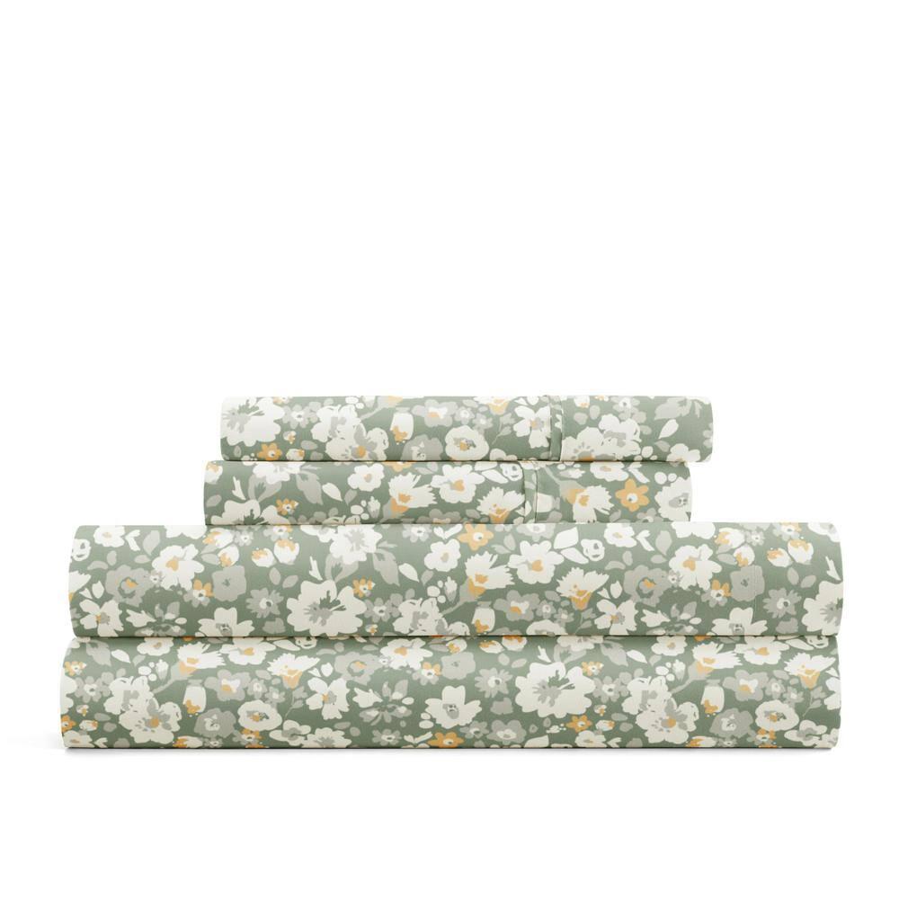 4 Piece Sheet Set Patterned Microfiber Ultra Soft Bedding in Floral Dream