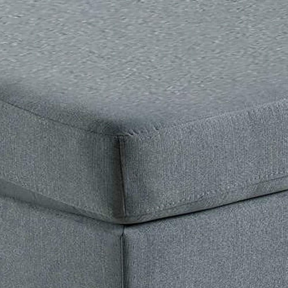Homestock Natural Beauty Square Ottoman with Gray Linen Upholstery, Plush Foam Seat, Block Legs, 32"L x 26"W x 19"H, Modern Design for Living Room or Bedroom
